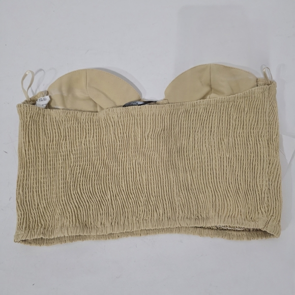 Zara Linen Blend Cropped Smocked Bustier Top - Small - Picture 4 of 4